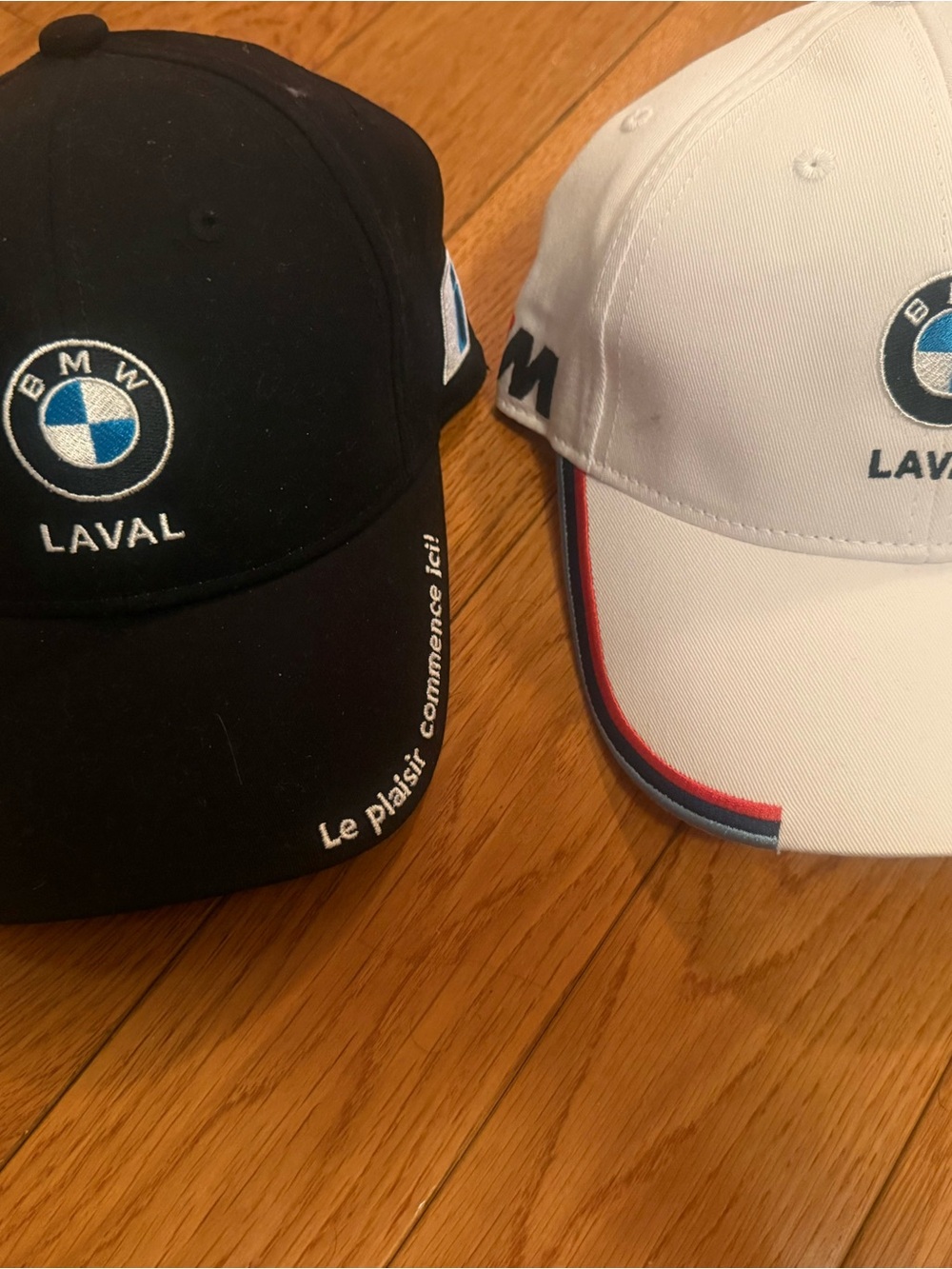 BMW Black and White Laval Logo Baseball Caps with Blue Accent